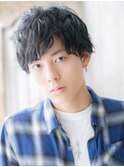 セミウエットくせ毛風な束感こなれ前髪パーママッシュ仙台愛子