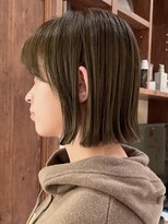 ★春のイメチェン外ハネボブ/オリーブブラウン/切りっぱなしボブ