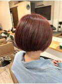ラズベリーレッドカラー×ミニボブ