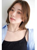 くびレイヤーエモージュ前髪モテベージュレイヤーミディ/高円寺