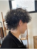 メンズ波巻パーママッシュウルフ