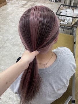 カシェル(cashel kishaba) 『デザインカラー　ローライト　ブロック　ピンク×ブラウン』