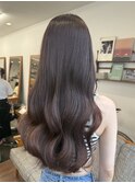 札幌ロング　ブリーチ無しラベンダーピンク×レイヤーカット