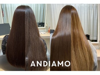 アンディアーモ サカエ(ANDIAMO SAKAE)の写真/ツヤ・指通りの良い髪へ♪定期的なケアで美髪をキープ！［縮毛矯正/髪質改善/栄/ハイライト/ダブルカラー］