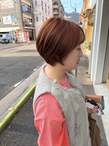 ヘアーサロン グラブ(hair Salon grab)&nbsp;丸みシルエットのショートボブ×オレンジブラウン