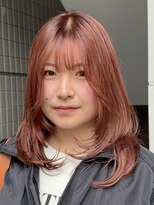 フェイス 石川町 (FACE) ブリーチカラーピンクレッド×ハッシュカット