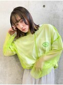20代30代切りっぱなし外ハネストレートボブインナーカラー