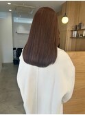 ブリーチ無しダブルカラー暗めピンクベージュハッシュウルフ