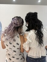 ヘアメイク アンク お団子ハーフアップ