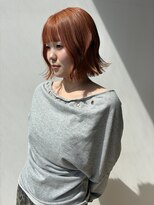 ロックス バイ マグ 松本(rocks BY MAG)&nbsp;夏カラーブリーチオレンジブラウン×切りっぱなしボブ