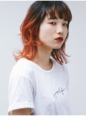 ビビットオレンジのミディアムウルフ
