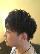 コノア スパーク(Conoah spark)&nbsp;サイドパート☆アッシュブラック/くせ毛風パーマ