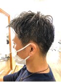 メンズショート　マッシュ　センターパート　メンズパーマ