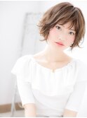 アシンメトリー無造作カール小顔ショートボブg小山20代30代40代