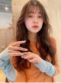 ラベージュ/ロングウェーブ/縮毛矯正/デザインカラー/韓国風