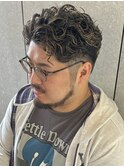 メンズパーマオールバックメンズカラーメッシュニュアンスパーマ