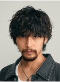 メンズマッシュウルフパーマ波巻きスパイラルパーマメンズパーマ