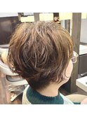 大人丸みショートボブ立体感ニュアンスパーマ30代40代50代