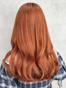 ルノン(LUNON) ハイライトカラーくびれヘアアプリコットオレンジ