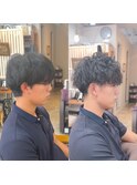 波巻きパーマ