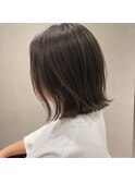 #おしゃれミディアムボブ　#オリーブカラー