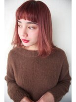 ポット バイ クレドガーデン 大宮東口店(pote by CRED GARDEN)&nbsp;大人可愛い/韓国風/前下がりレッドカラー/オン眉小顔ボブ/大宮md