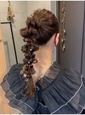 【結婚式・お呼ばれヘアセット】編みおろしポニー☆
