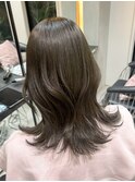 黒髪ボブルフネビージュ小顔ワンレンスペインカール