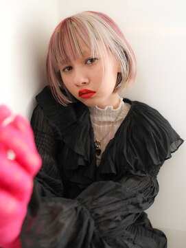 テトヘアー(teto hair) ボブデザインカラーピンクカラーハイトーンブロンド