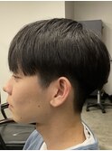 フェザーパーマ/グレーブルーカラー/刈り上げショートパンク