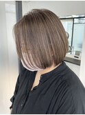 くびれショートボブ40代50代グレイカラー白髪染め白髪ぼかし
