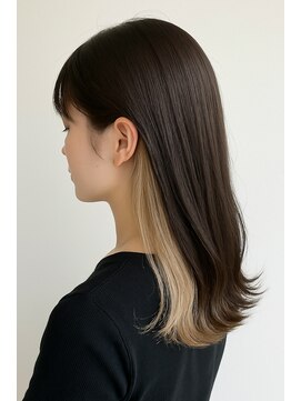 mii透明感ブロンドインナーミディ［岡崎/稲熊/インナーカラー］