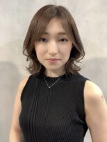 韓国顔周りくびレイヤーこなれミディ髪質改善ミルクティベージュ
