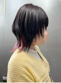 カシスカラー/襟足インナーカラー/ウフルスタイル/顔周りカット