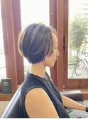 大人ショート/前下がりショート/グレージュカラー/20代30代40代