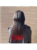 くらげヘアの毛先レッドカラー