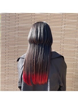 チトセ美容室(chitose) くらげヘアの毛先レッドカラー