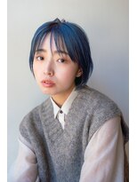 ヘアデザイン ソラ(Sola)&nbsp;小顔イメチェン、ブルーグレージュカラーくびれレイヤーボブ