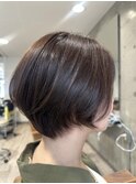 大人可愛いショートナチュラル丸みグレージュカラー30代40代