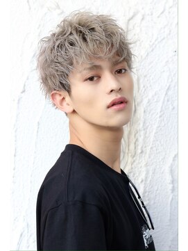 ネイビー(NAVY) シルバーアッシュグレージュマッシュ メンズブリーチカラー