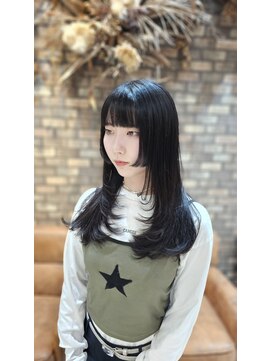 ネウィ 八王子(newi) 顔周りレイヤー大人可愛い姫カット20代30代黒髪ストレート暗髪