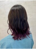 艶髪エモージュグラデーション裾カラーウェーブヘアスタイル