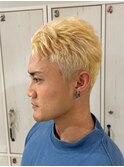メンズマッシュブリーチカラーブロンドカラーハイライトカラー
