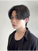 韓国フェザーショートブルーブラック10代20代30代