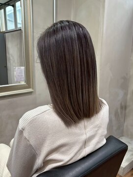 ヘアプレイスソル (HAIR PLACE SoL) 切りっぱなしロング/ハイライトカラー/グレーベージュ