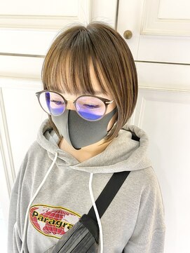 ネオリーブカフ 鶴ヶ峰店(Neolive caff) インナーカラー 前下がり ショートボブ デザインカラー