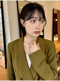 ボブシースルーぱっつん前髪おくれ毛ロブミディアムロング