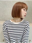 前下がりボブ/切りっぱなし/内巻きボブ/大人可愛い/薄めバング