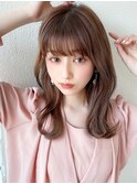シャギーレイヤーロング韓国くびれヘアシースルーぱっつん前髪
