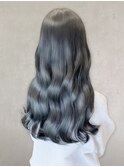 秋色◎20代30代透明感ロングウェーブヘアグレージュ